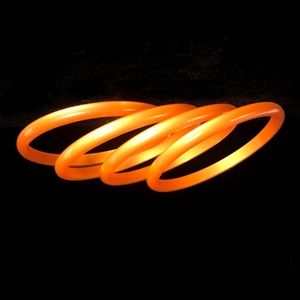 VINTAGE Pearlescent Lucite Orange Bangle Bracelets - Set of 4!